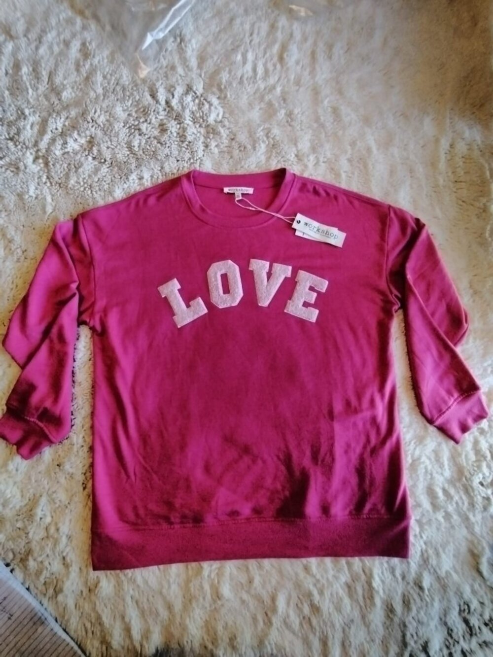 Workshop Republic Clothing Hot Pink LOVE Sweatshirt L/G NWT